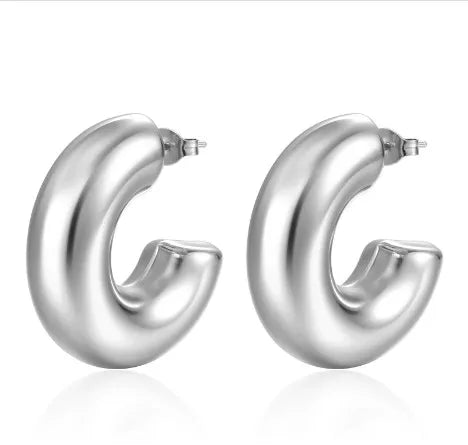 Large C Shape Hallow Earings