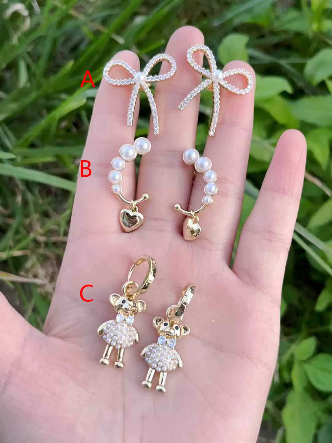 Rhinestone Bow Earrings