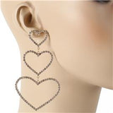 Rhinestone Heart Drop  Earrings