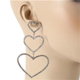 Rhinestone Heart Drop  Earrings