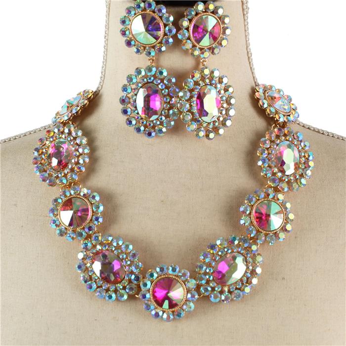 Crystal Chunky Necklace Set