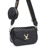 Chevron V Flap Crossbody