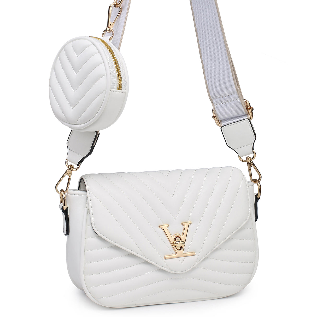 Chevron V Flap Crossbody