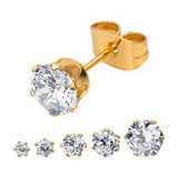 CZ Gold Stud Earrings