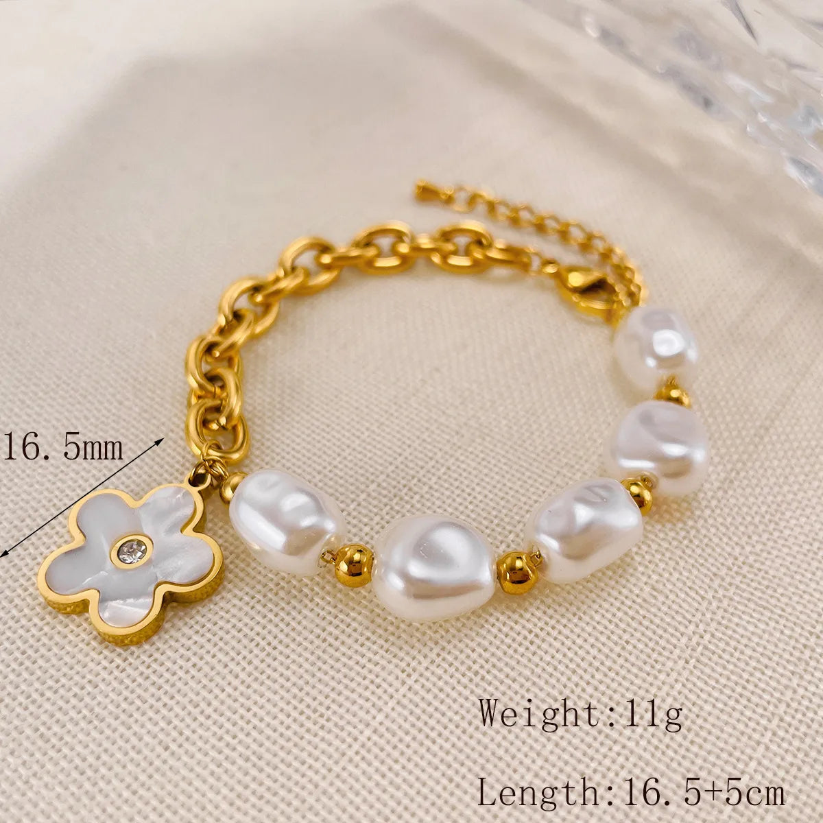 Peral Flower Gold Bracelet