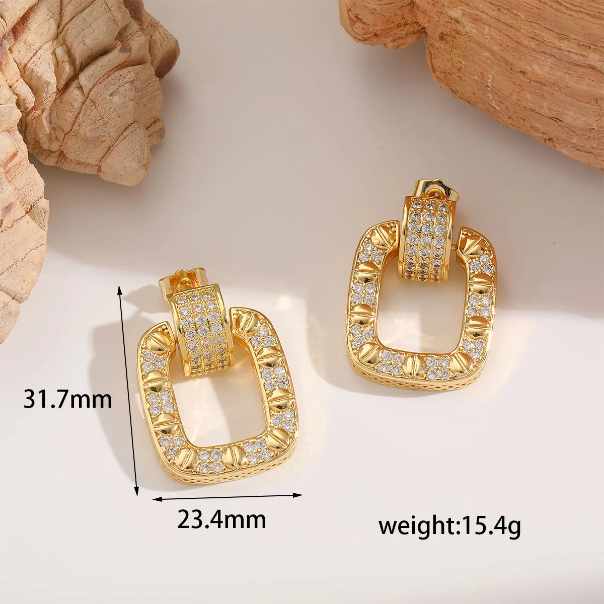 Rhinestone Square Earrings