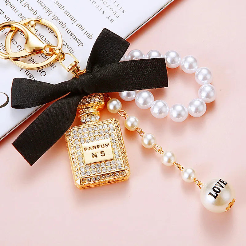 Pearl Perfume Bottle Keychains