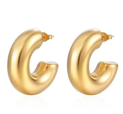 Large C Shape Hallow Earings