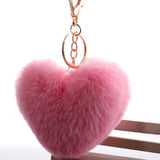 Single Heart Puff Ball Keychain