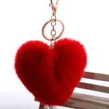 Single Heart Puff Ball Keychain