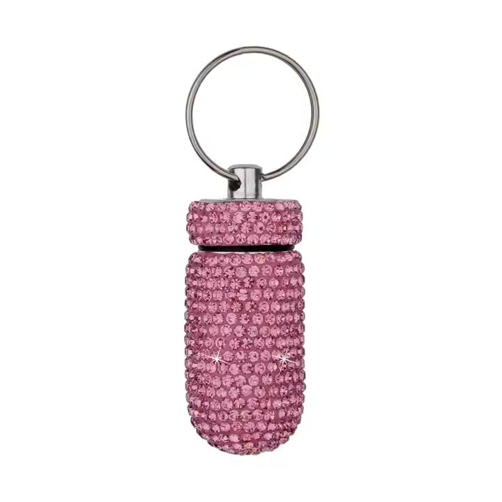 Rhinestone Pill Keychain