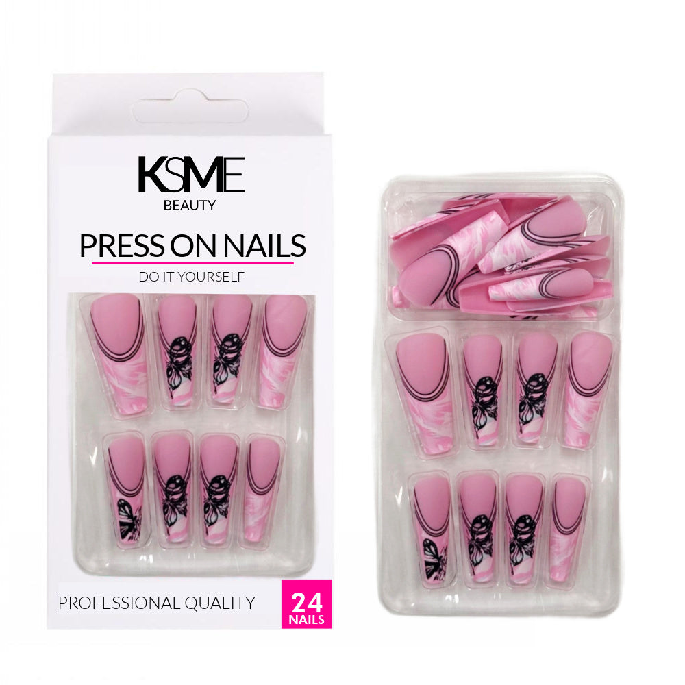 KSME Butterfly Swirl Press On Nails