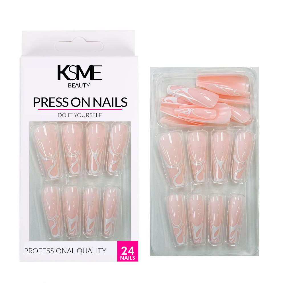 KSME Vanilla Swirl Press On Nails