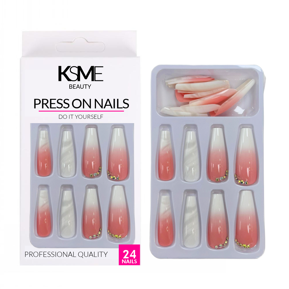 KSME White Clouds Press On Nails