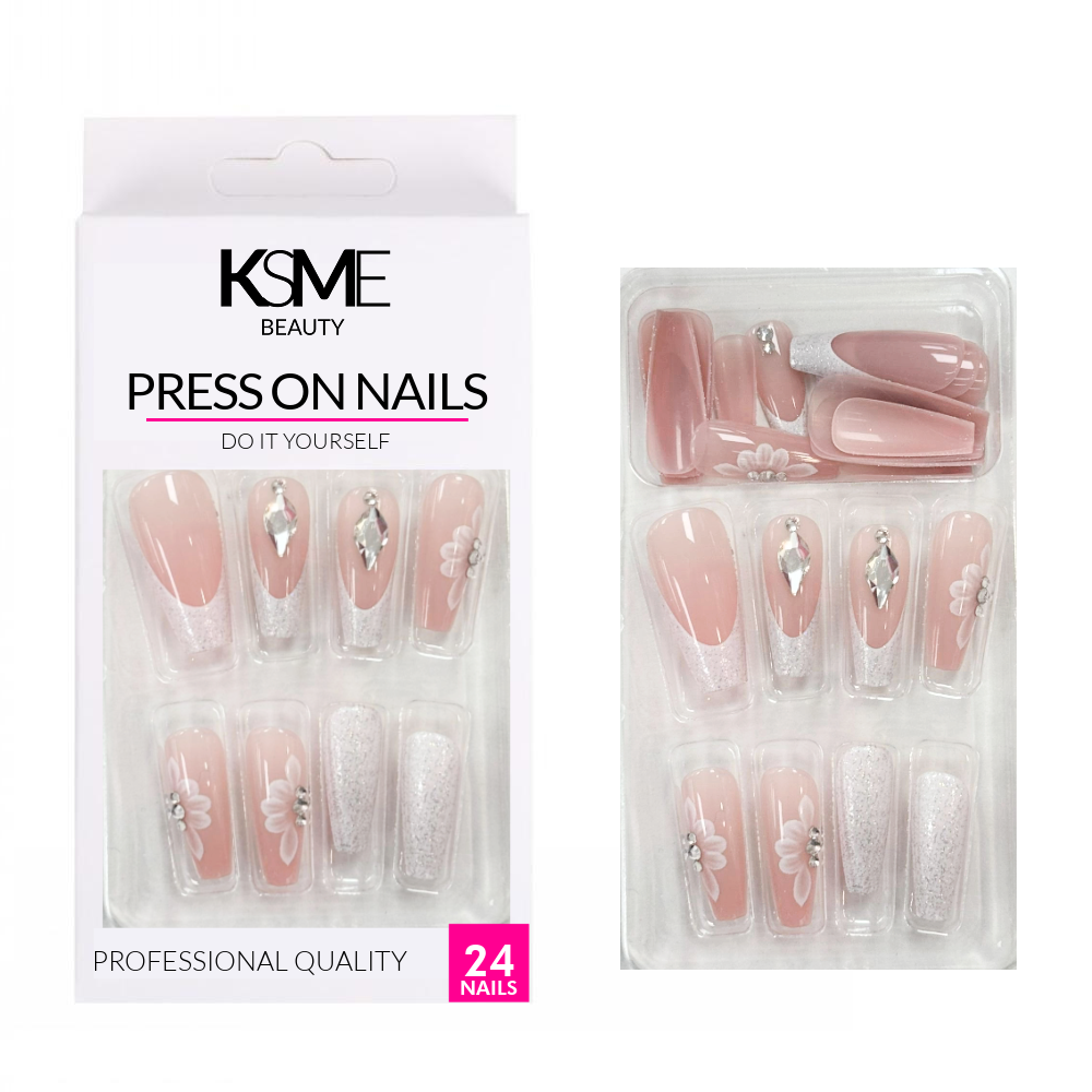 KSME White Diamond Press On Nails